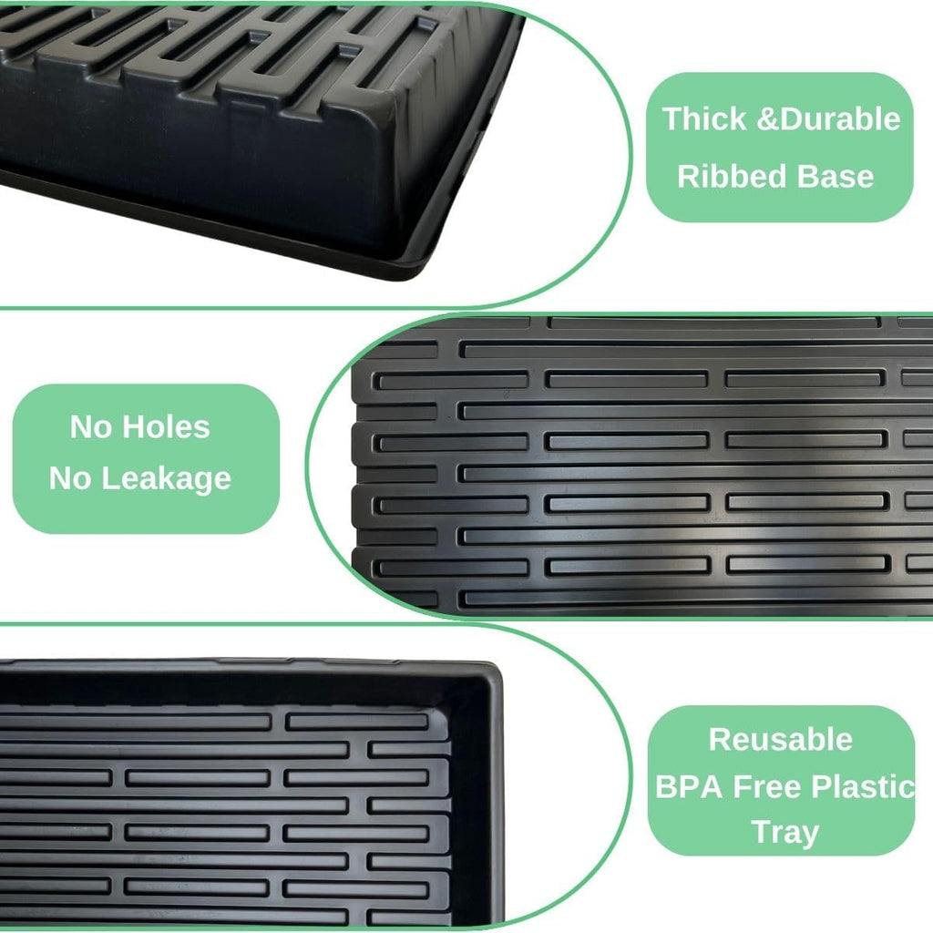 Standard 1020 Tray Sturdy Plant Growing Trays Plastic Seed Starter Tray for Microgreens Heavy Duty Seedling Trays No