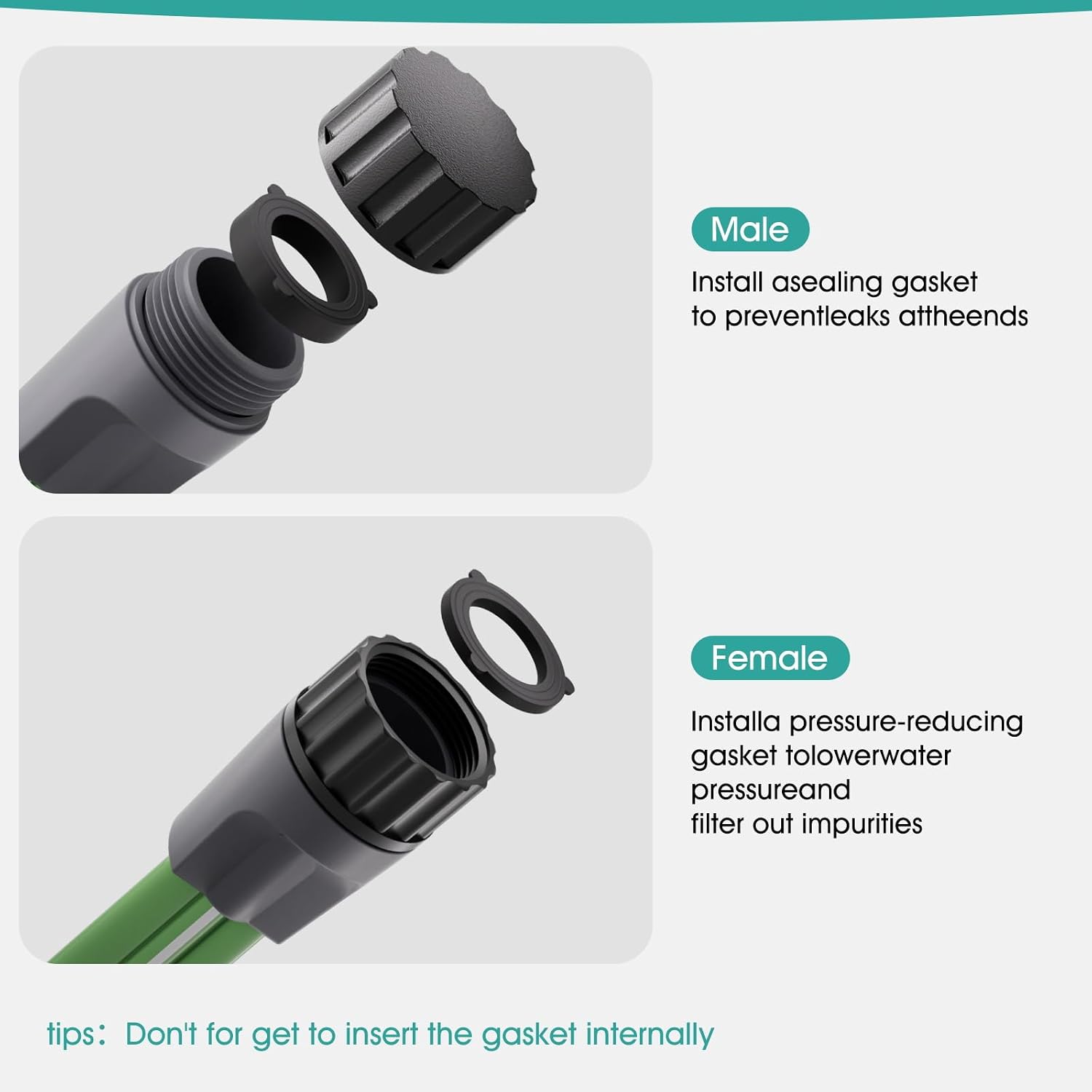 50 FT Soaker Hose for Garden Lawn, Water Saving Sprinkler Hose | Flat Irrigation Hose with 10 Stakes, Multi Directional