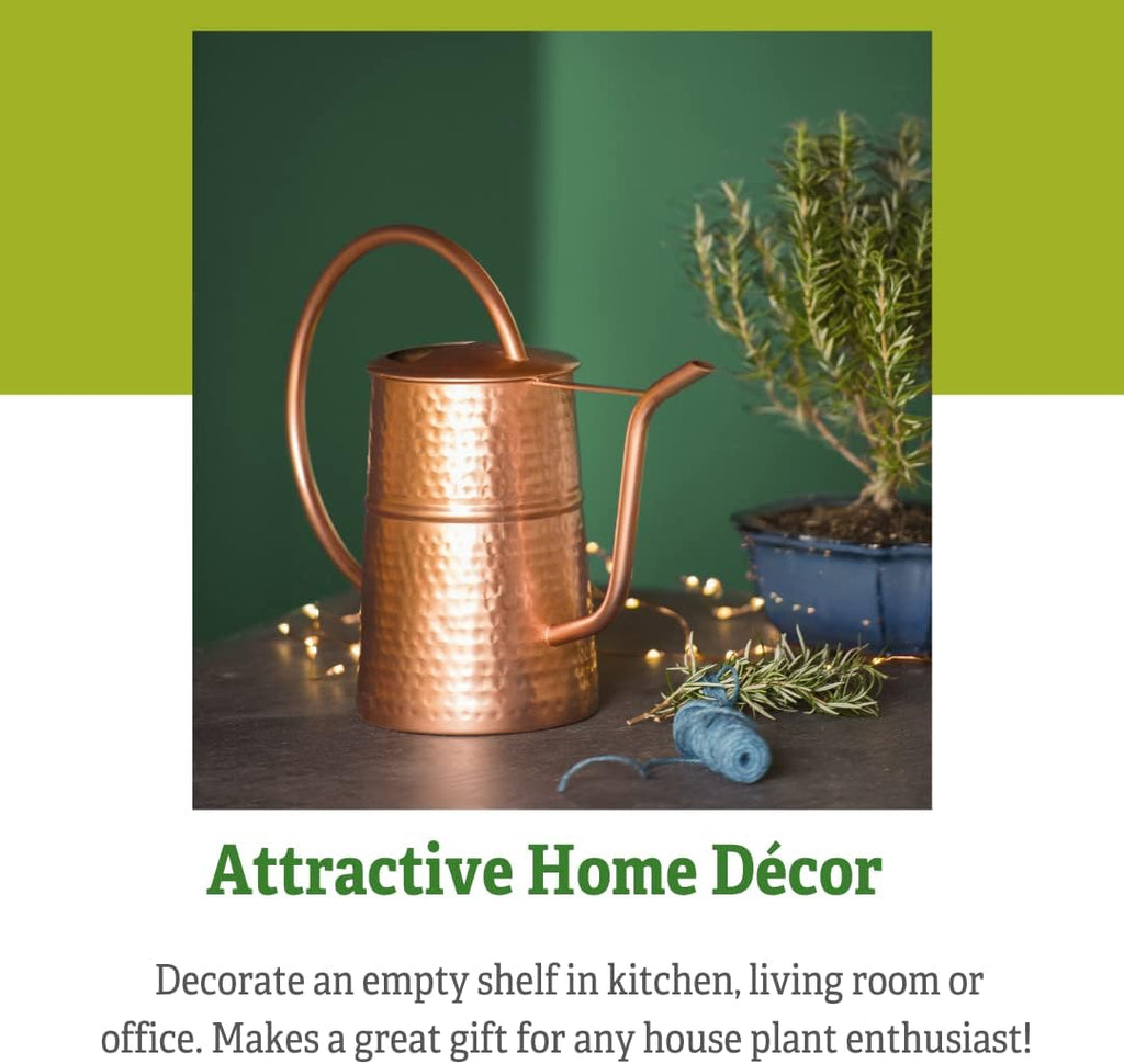 Gardener’s Supply Company Copper Plated Indoor Watering Can | 3 Quart Water Capacity, Curved Spout for Houseplants