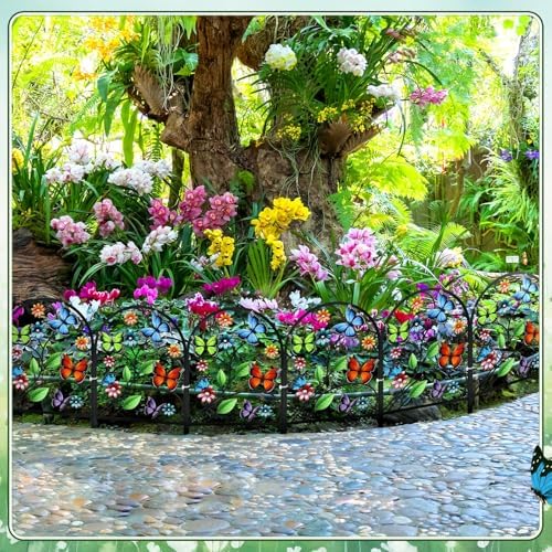 Yaocom 6 Pack Butterfly Garden Fence 16.5" H x 11.8" W Metal Border