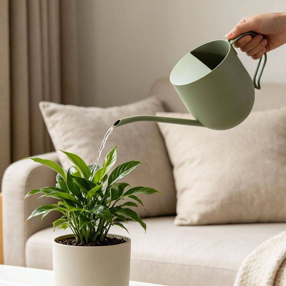 Watering Can for Indoor Plants, Small Metal Watering Can with Long Spout, 1.5L/50oz Stainless Steel Water Can for