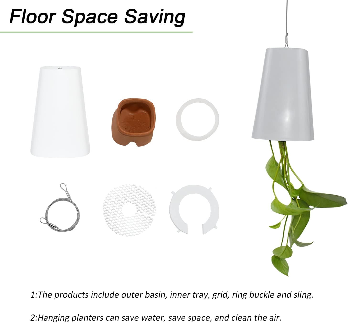 2-Pack Upside-Down Planter Hanging Flower Pot Planter for Balcony Garden | Durable Indoor Outdoor Home Decoration