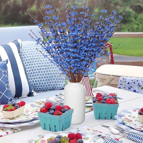 10Pcs Royal Blue Artificial Jasmine Flowers Stem for Vase DIY Wreath Decor