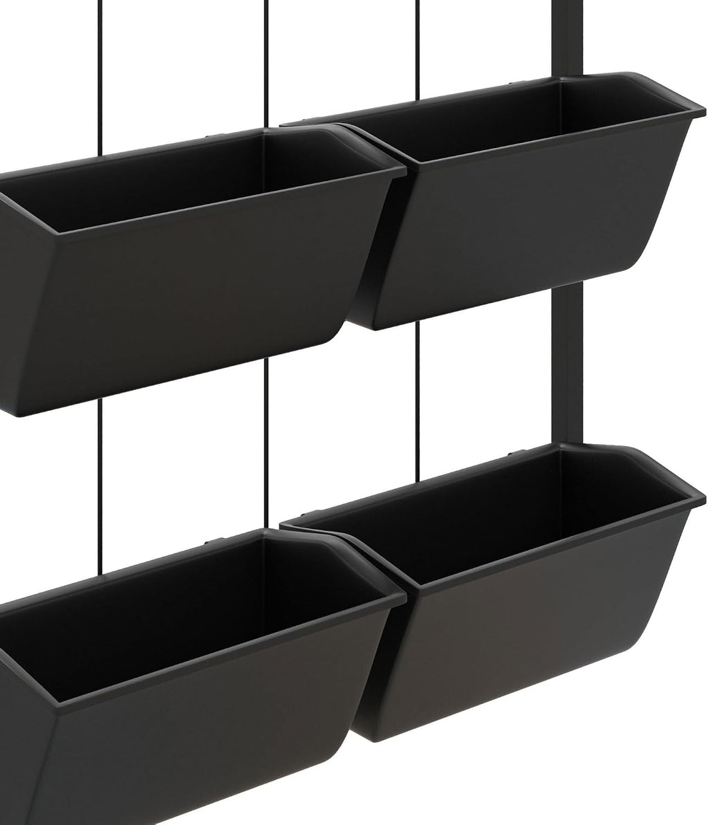 Outsunny 3-Tier Wall Planter w/ 6 Pots, Outdoor Hanging Planter, Black | Indoor Outdoor Use, Self-Draining