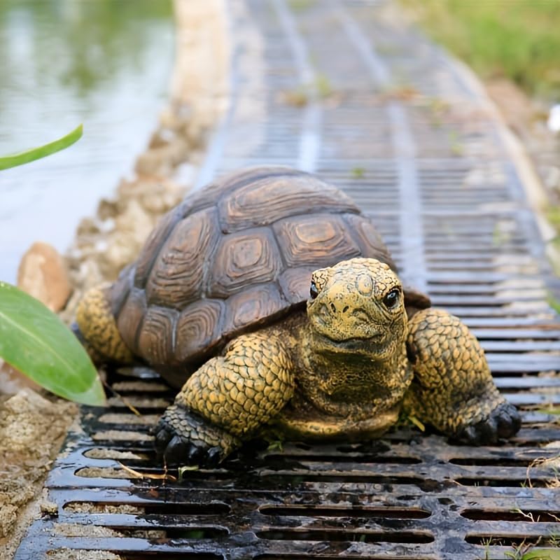 Weather-Resistant Resin Turtle Statue Decoration, Exquisite Handicraft, Artistic Simulation Animal Sculpture, Suitable