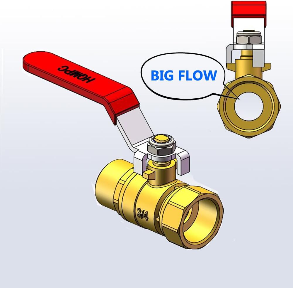 Garden Brass Shut Off Valve Ball Valves 3/4" GHT Hose Shut Off valve Hose Valves Big Fllow 2Pcs Long Handle
