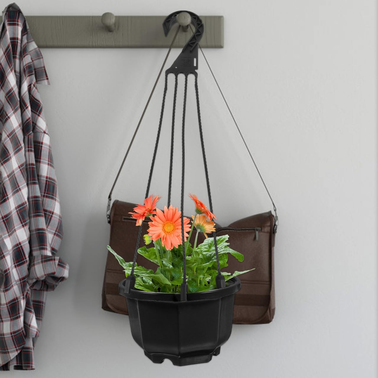 Healeved 5Pcs Plastic Plant Hangers Hanging Basket Hooks, 4 Prong Plant Pot Hangers for Balcony, Garden, Porch, and