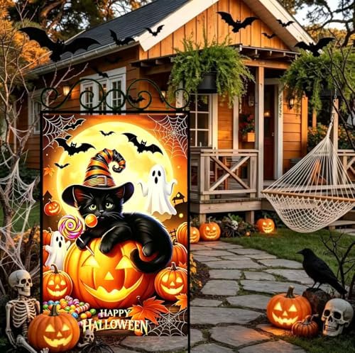 Large Halloween House Flags for Outside 28x40 Inch Double Sided