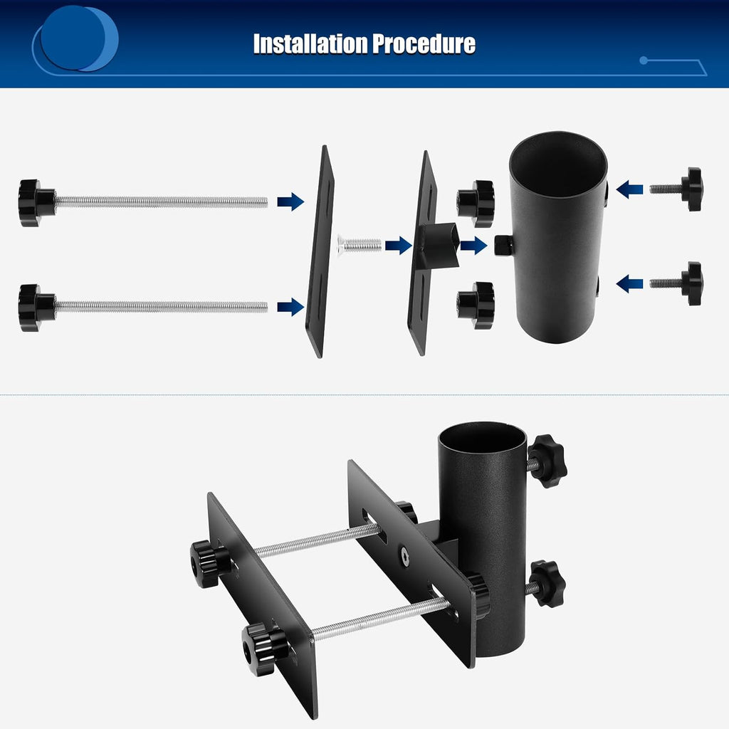 Patio Umbrella Holder for Deck Railing, Adjustable Patio Umbrella Base | Outdoor Umbrella Stand, Umbrella Bracket Clamp