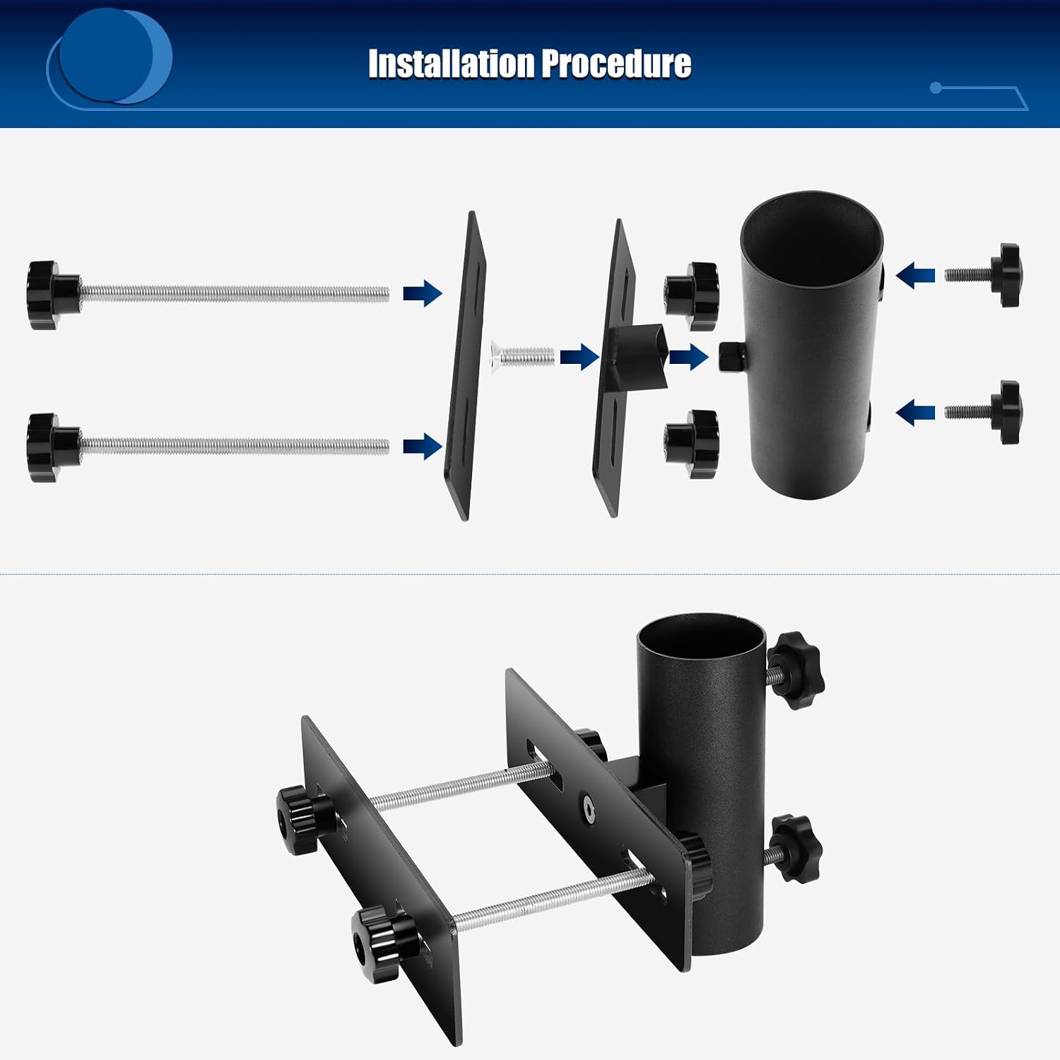 Patio Umbrella Holder for Deck Railing, Adjustable Patio Umbrella Base | Outdoor Umbrella Stand, Umbrella Bracket Clamp