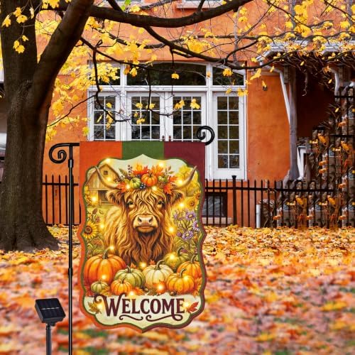 Thanksgiving Garden Flag, Cow Fall Porch Decor, 12x18 In