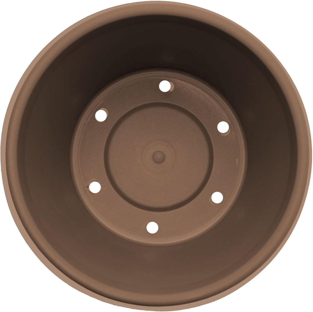 Bloem Terra Pot Round Planter: 14" - Chocolate - Matte Finish, Durable Resin, Traditional Style Pot, for Indoor and