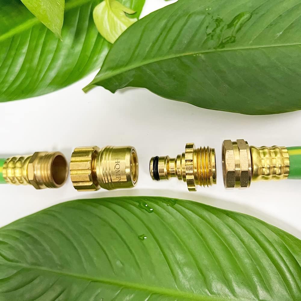 Garden Hose Quick Connect Brass Hose Quick Connect Fittings For Garden Watering 3/4" GHT (2 SETS, No Pb)