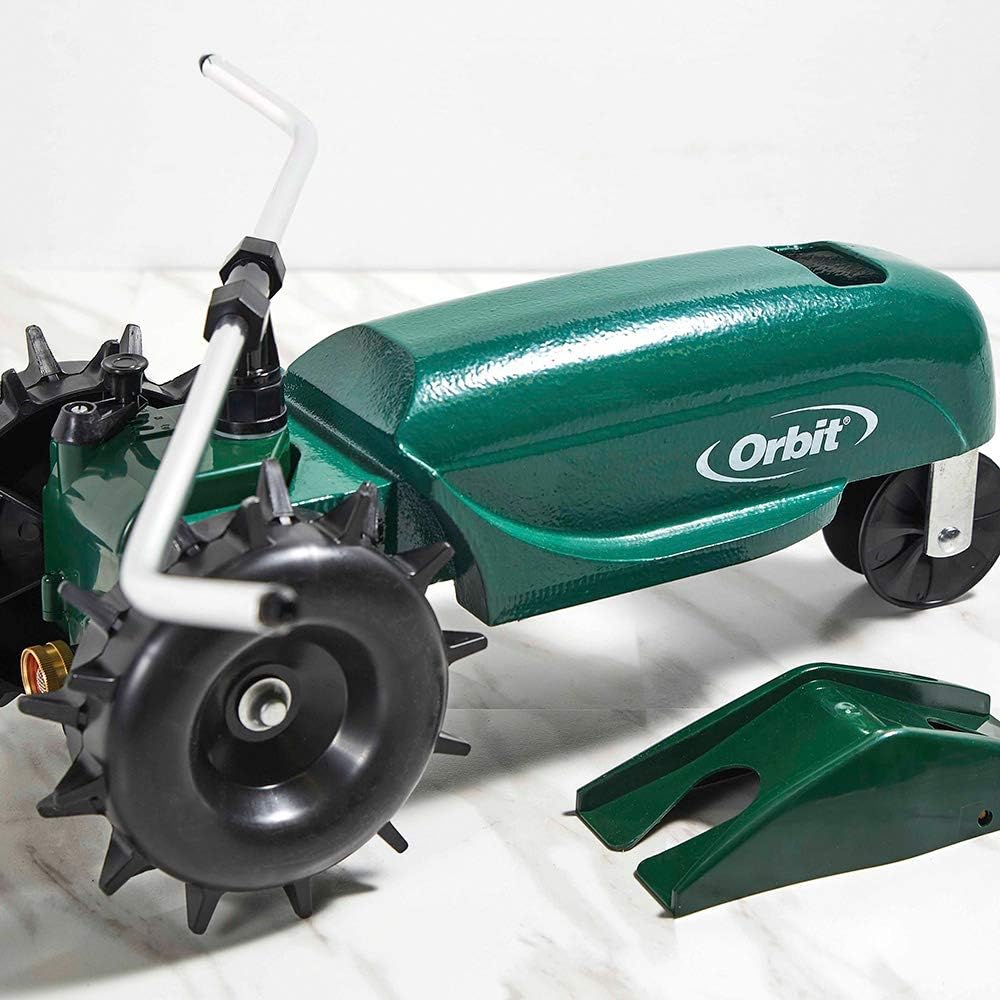 Orbit Traveling Tractor Water Sprinkler - Self-Propelled Traveling Sprinkler for Wide Lawn Coverage - Cast-Iron Body