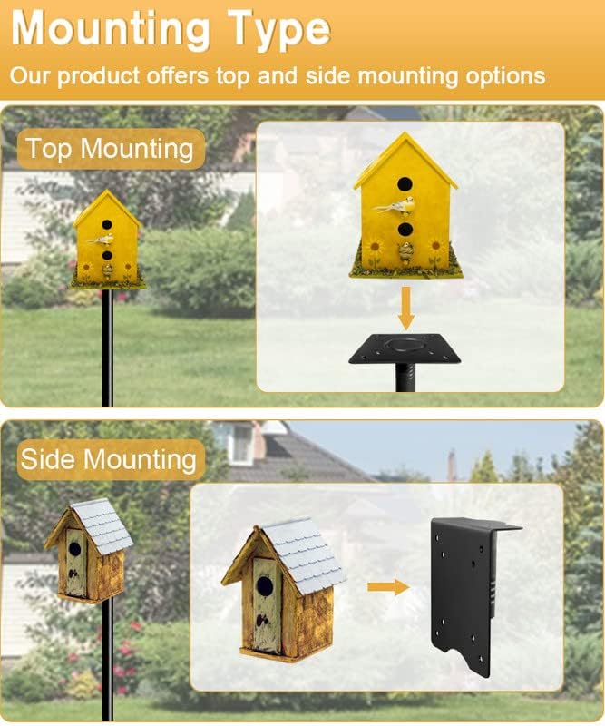 90inch Bird House Pole, Heavy Duty Birdhouse Feeder Post, Black