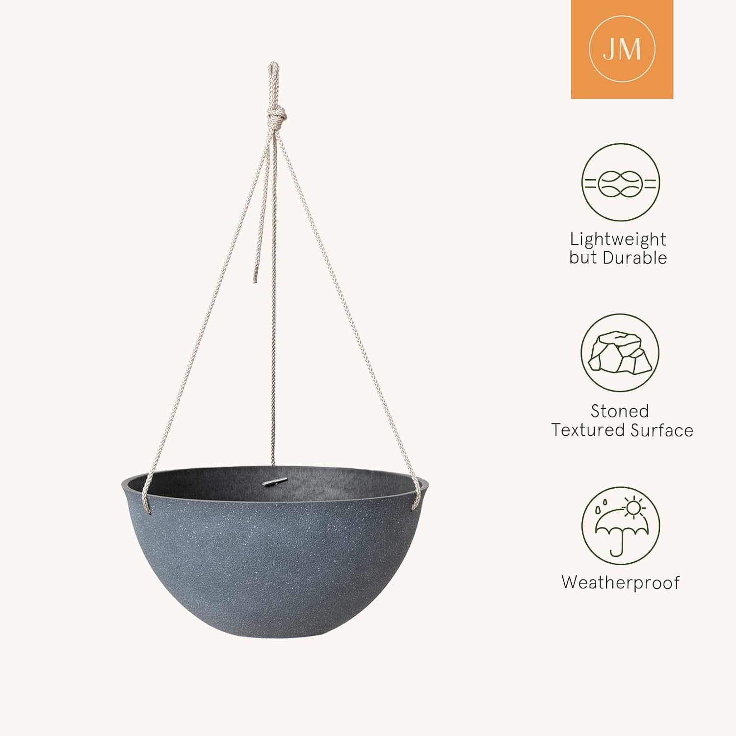 LA JOLIE MUSE Hanging Planter Baskets for Outdoor Plants, Set of 2, 13 Inch | Large Hanging Baskets with Drainage
