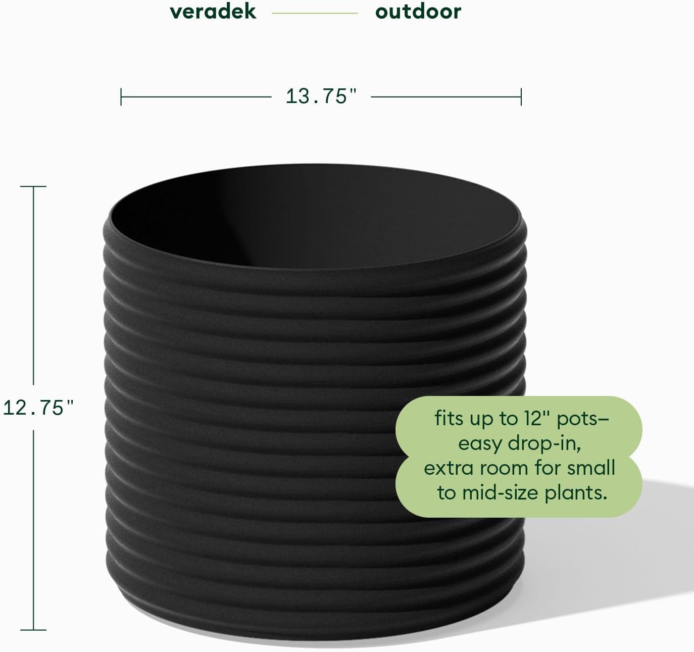 Veradek Mod Series Short Planter - Round Outdoor Planter | Made From a Durable Plastic-Stone Composite With Pre-Drilled