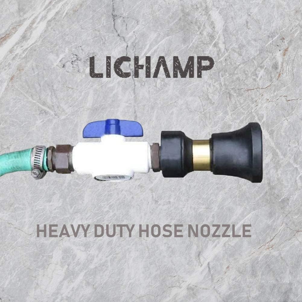 Hose Nozzle, Lichamp Heavy Duty Brass Fireman Style High Power Leak Proof Adjustable Garden Water Sprayer, Suitable for