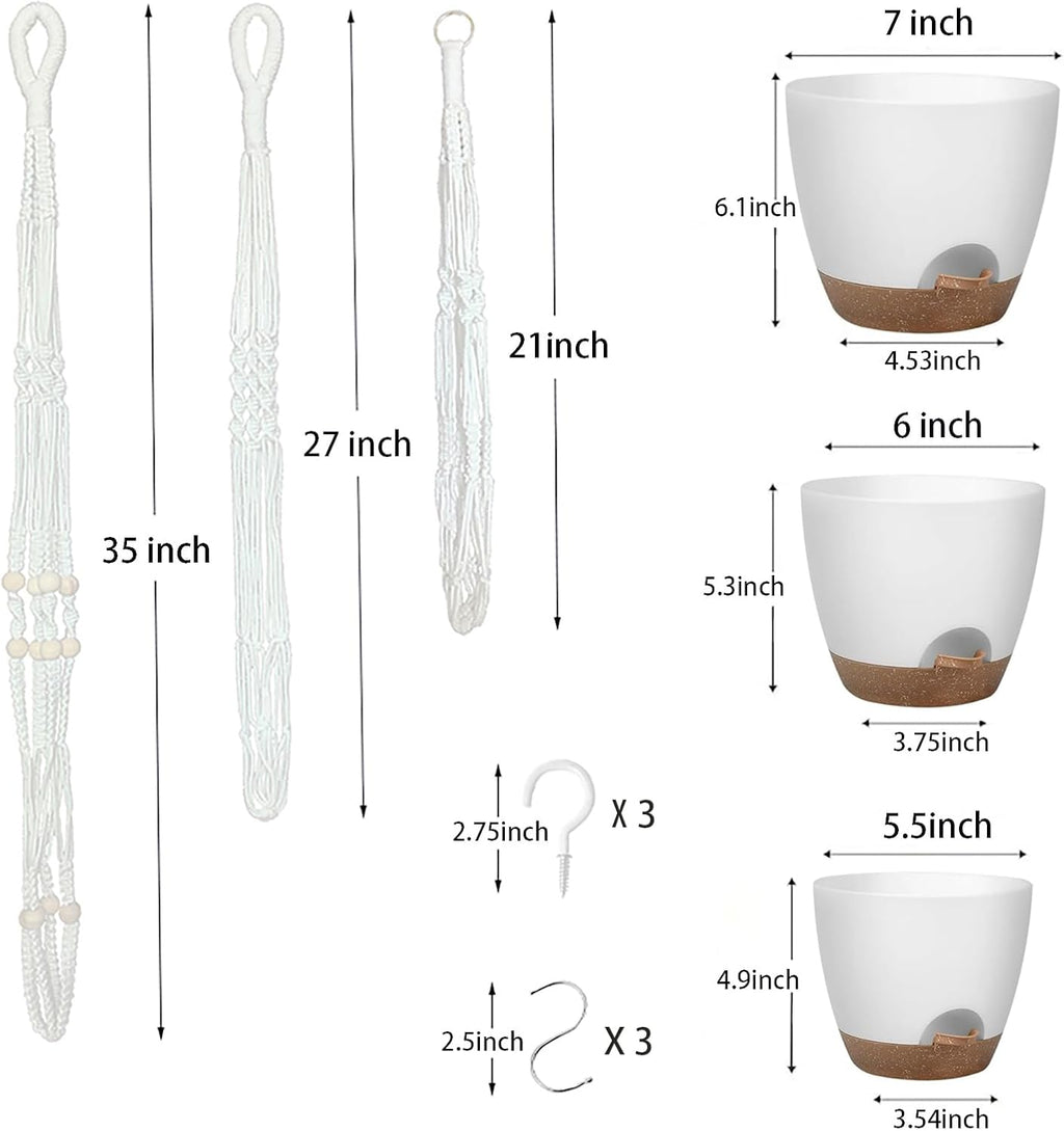 Hanging Planters with Macrame Plant Hangers for Indoor Outdoor Plants, 3 Set Hanging Baskets Flower Pots Holders