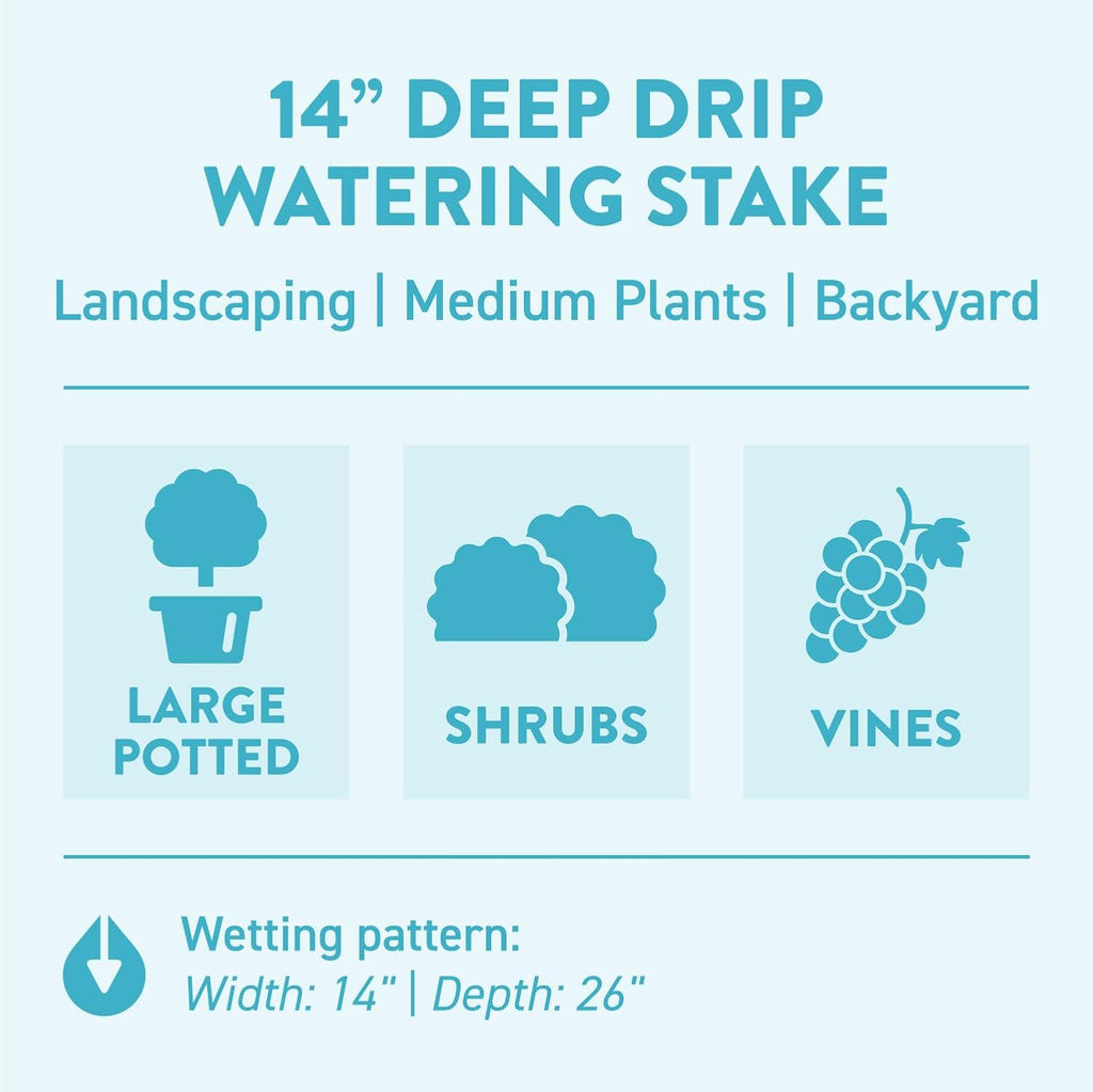 14 in. DEEP DRIP Plant Watering Stake (3 Pack) (Tan) | UV-Protected ABS Plastic Deep Root Irrigation Spike for Yard