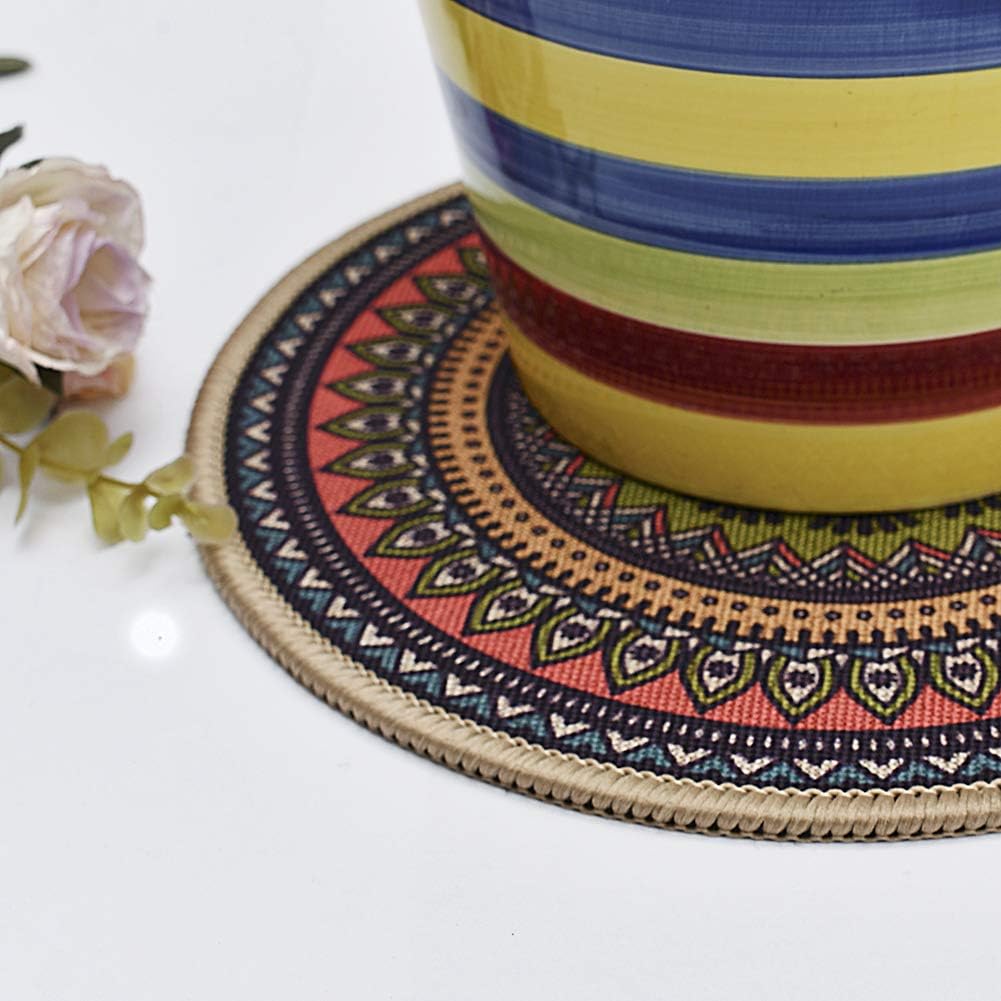 Boho Plant Pot Mat Absorbent Non Slip for Table Desk Floor 8.5" Set of 6