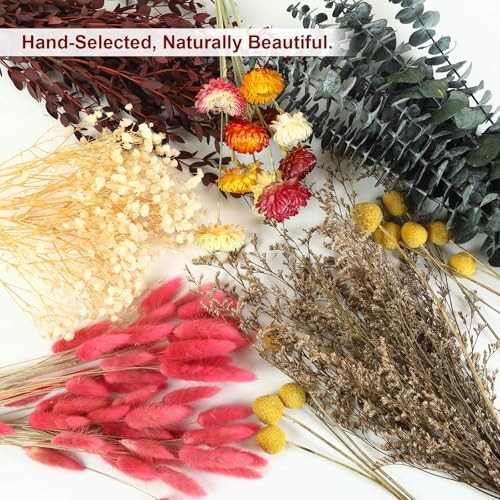 120+ Pcs Dried Flower Bouquet Set, Boho Floral for Fall Decor, Vase Crafts