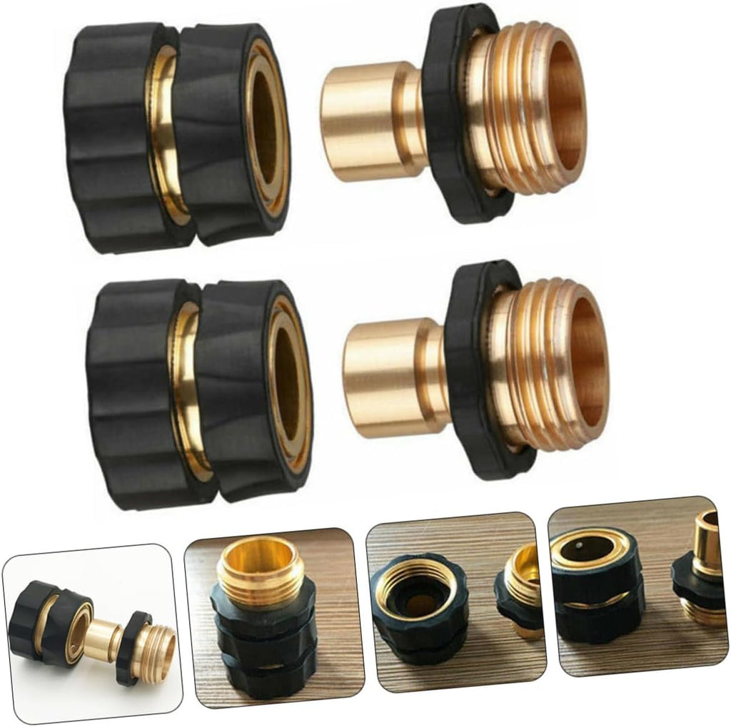 Happyyami 2pairs Hose Quick Connect Adapter Set Garden Hose Fitting Adapter Suitable for Sprayers and Faucets