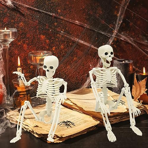 6 Packs Halloween Skeletons, 16 Inch Posable Skeletons for Halloween Props