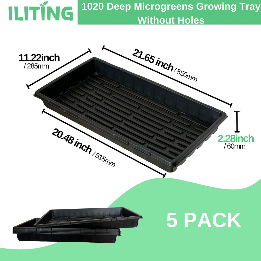 Standard 1020 Tray Sturdy Plant Growing Trays Plastic Seed Starter Tray for Microgreens Heavy Duty Seedling Trays No