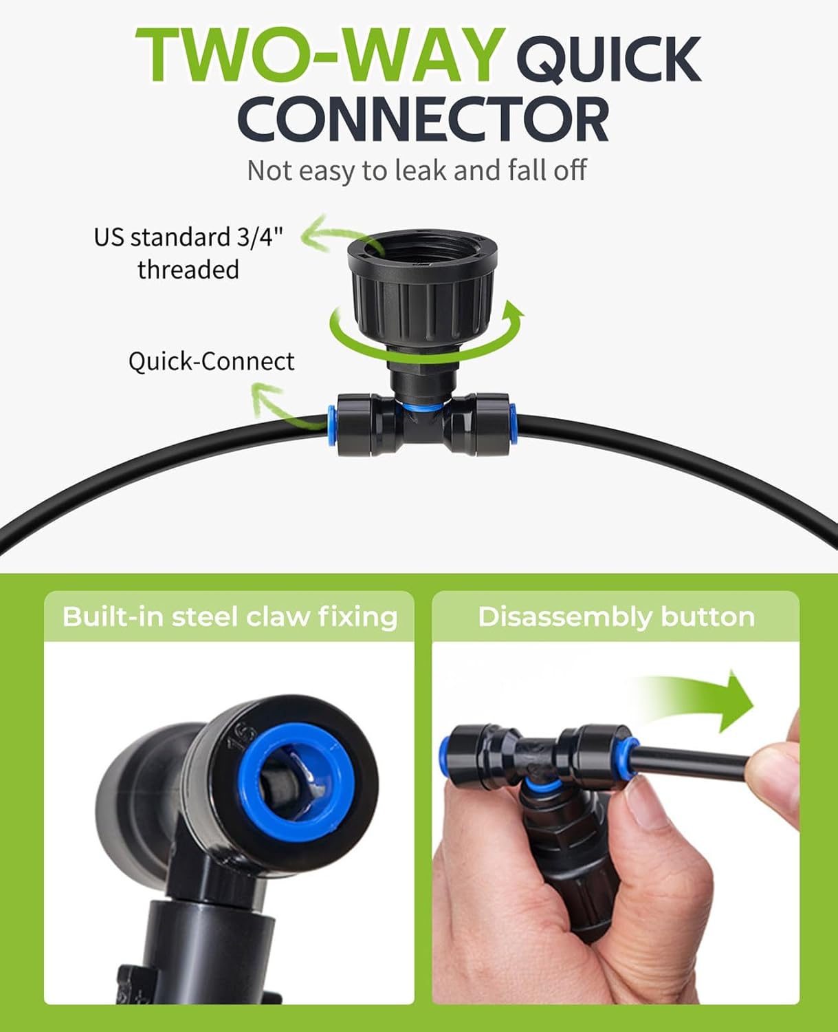 HIRALIY 59FT Drip Irrigation Kit with Water Timer, Quick-Connect | Garden Watering System with 15 Adjustable Misting