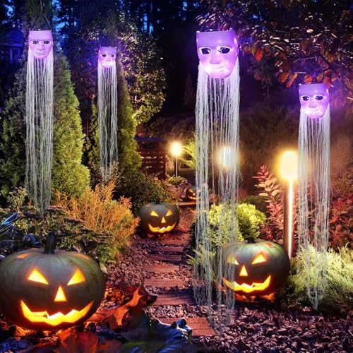 VitalCozy 4 Pcs Halloween Decorations Outdoor Hanging Ghost