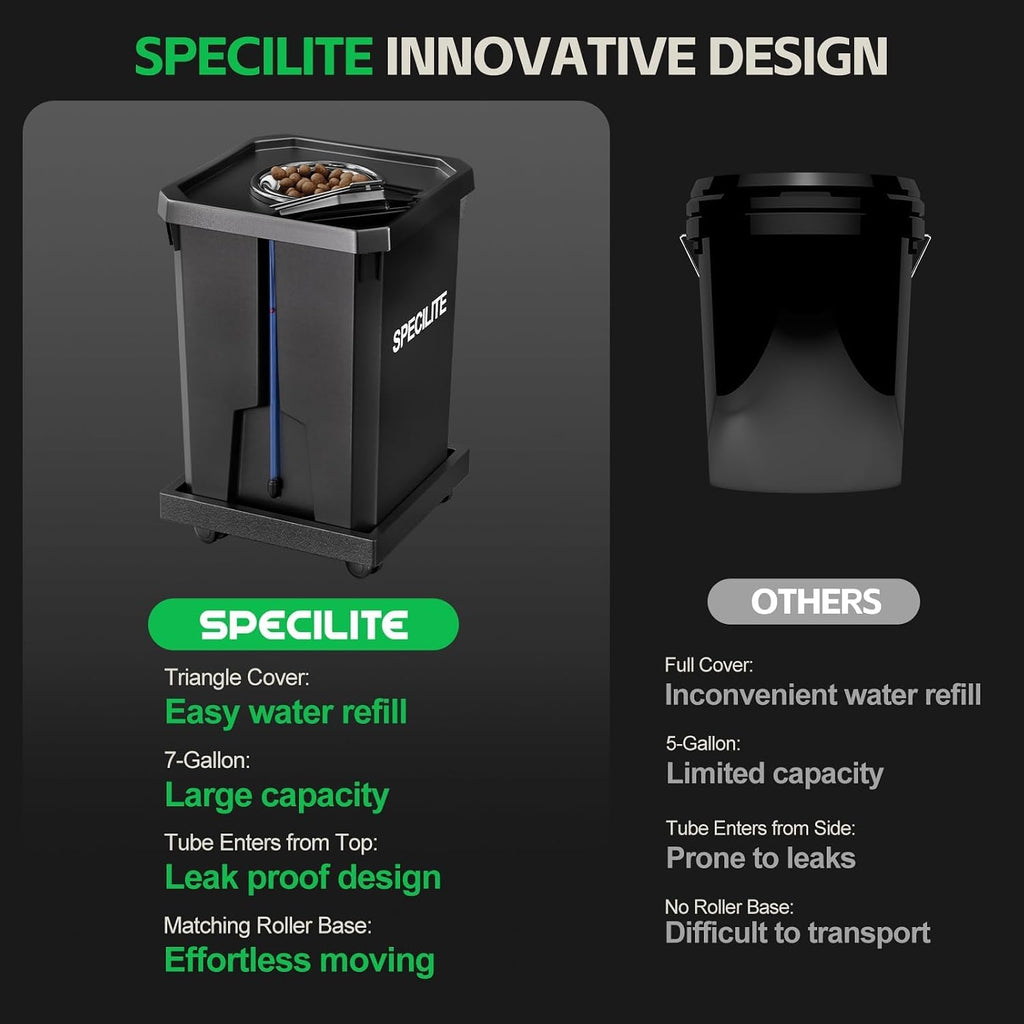 SPECILITE 7 Gallon 2 Buckets DWC Hydroponics Grow System with Wheels | Top Drip Kit, Deep Water Culture Recirculating