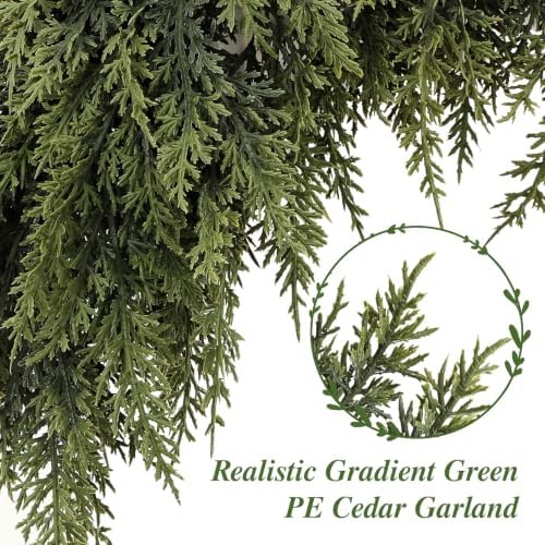 Alupssuc 2PCS 12FT Christmas Garland, Encrypting Real Touch Cedar Garland
