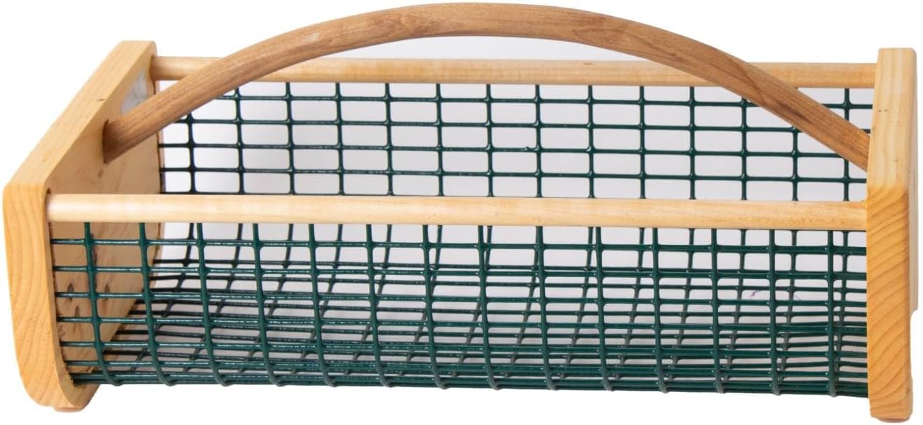 Maine Garden Hod Basket for Vegetable Gardening and Harvest Gathering or Farmhouse Decor, Pine and Oak with PVC Wire