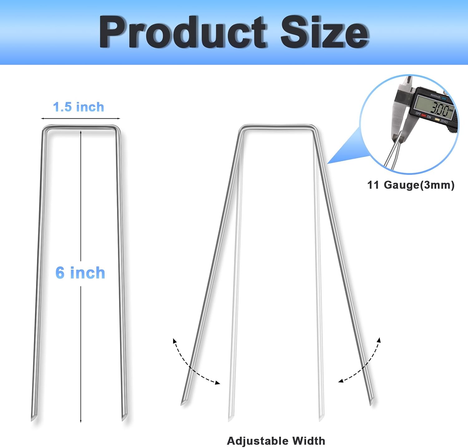 6 Inch 500 Pack U-Shaped Galvanized Garden Stakes, 11 Gauge Landscape Staples, Landscape Fabric pins,Ground Stakes,Yard