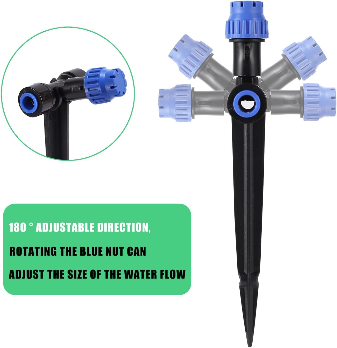 HUISUYTON 36 Pcs Push-to-Fit Drip Irrigation Emitters for 1/4 inch Tubing | Quick-Connect Drip Emitters on 5.8" Sturdy