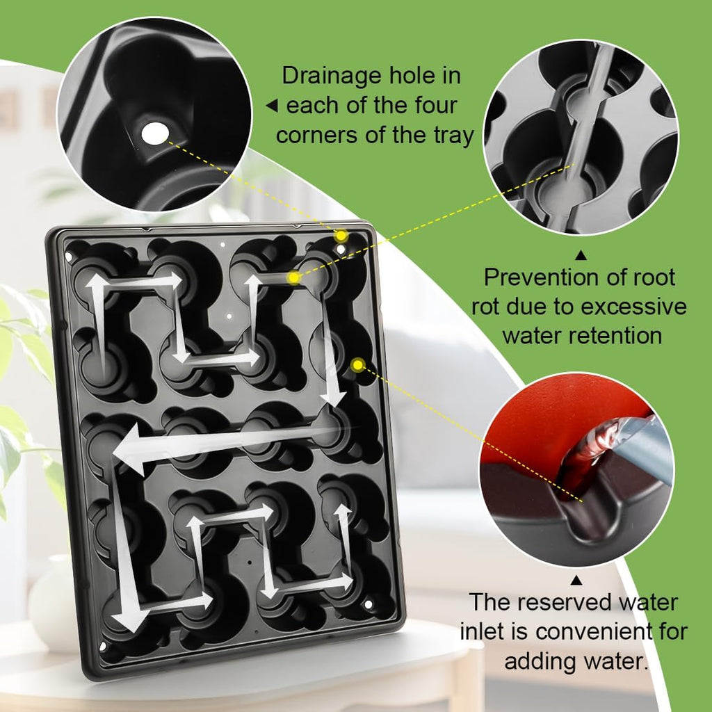 RooTrimmer 3.15 Inch Peat Pots 100 Pcs with 20 Cell Seedling Trays 5 Pcs, Biodegradable Seed Starter Pots with