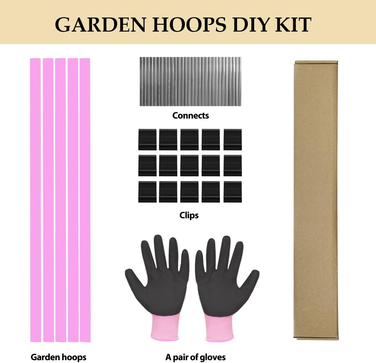 Garden Hoops, Sunwuk Pink Greenhouse Hoops for 2.5-5.5ft Wide Raised Beds, Small Garden Tunnel Hoops for Row Cover, 4
