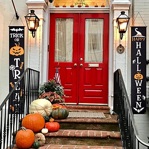 Halloween Porch Banners Pumpkin Trick or Treat Front Door Decorations
