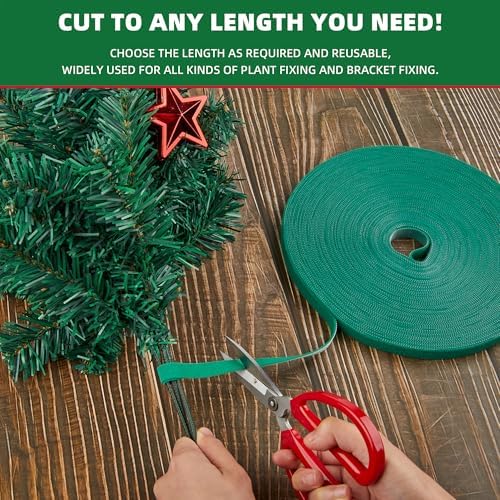 50 ft x 1/2 inch Reusable Plant Ties Roll for Indoor & Outdoor Plants, Non-Toxic Soft Garden Ties, Cut-to-Length Nylon Ties, Gentle Support for Climbing Plants, Tomato Peppers & Vines, Green