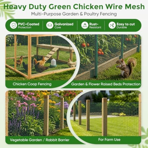 Floral Chicken Wire Fencing for Garden Netting, 16.9*158 in, Green