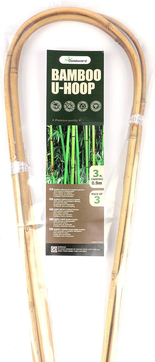 Cambaverd Bamboo Trellis 3 Feet, 3 Pack Arch Plant Trellis Indoor Outdoor | Natural Large Garden Trellis for Climbing