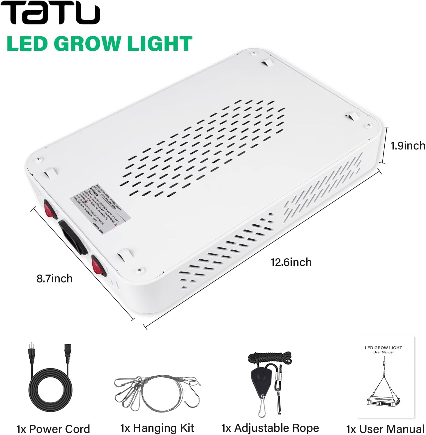 TATU 1000w LED Grow Light for Indoor Plants, Full Spectrum Plant Light | Growing Lamp for Hydroponic Indoor Plant Veg