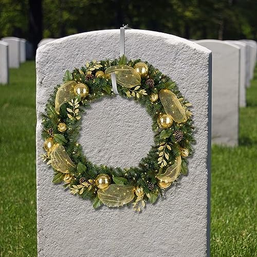 4 Pcs Christmas Headstone Wreath Hanger, Adjustable Headstone Wreath Holder