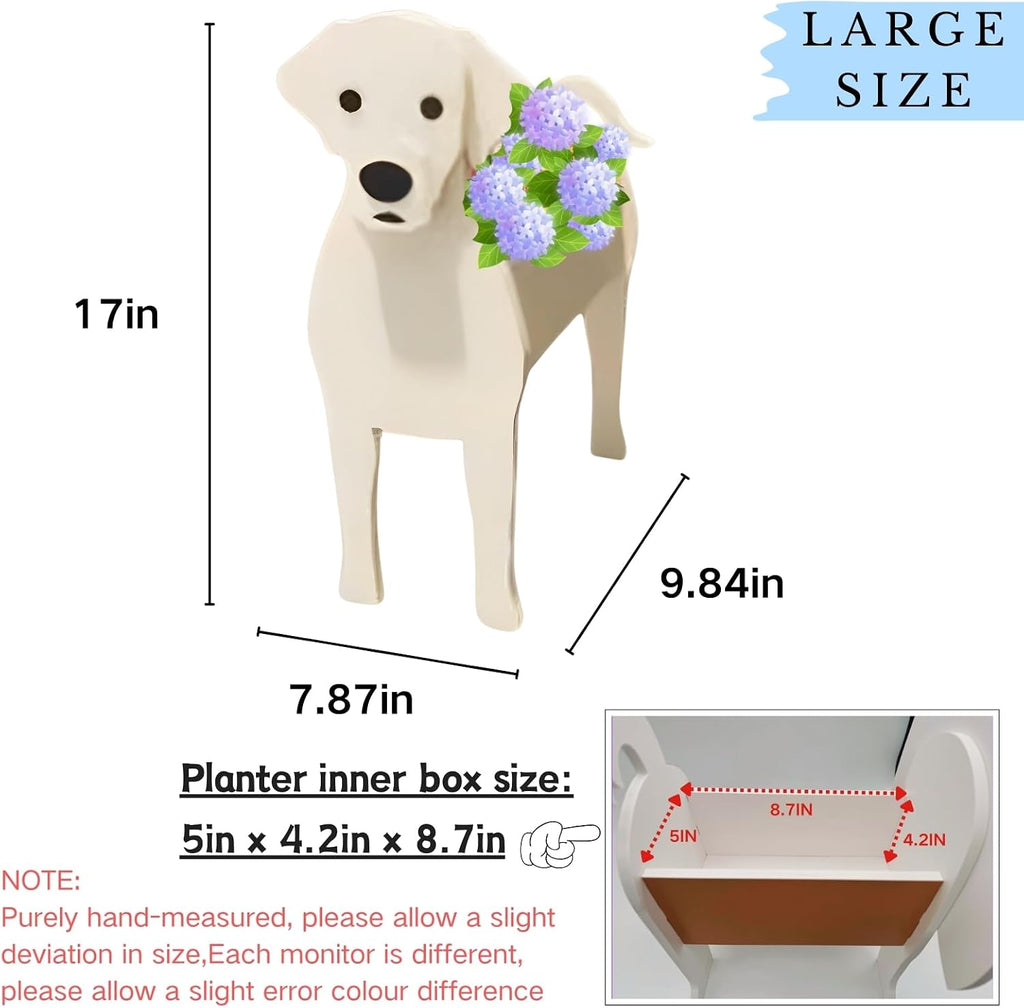 White Labrador Dog Planter Pots, Animal Shaped Flower Pot | Large Cute Plant Gift for Women and Pet Lovers, Indoor
