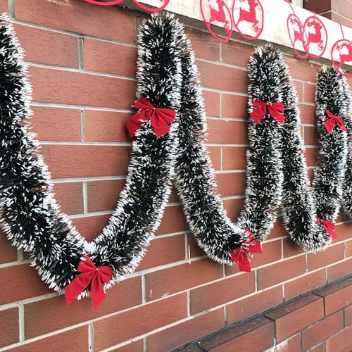 50 FT/15M Long Dark White Artificial Christmas Tinsel Garland Decorations DIY for Xmas Tree,Fireplace Mantel,Stairs Railing Outdoor Indoor Holiday Decor
