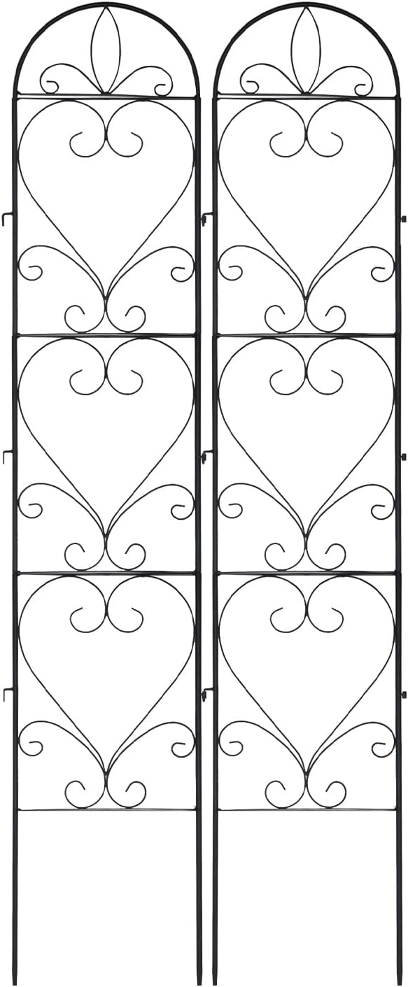 2 Pack Garden Trellis, Metal Trellis for Outdoor Climbing Plants | Sturdy Plant Support Frame for Roses, Vines &