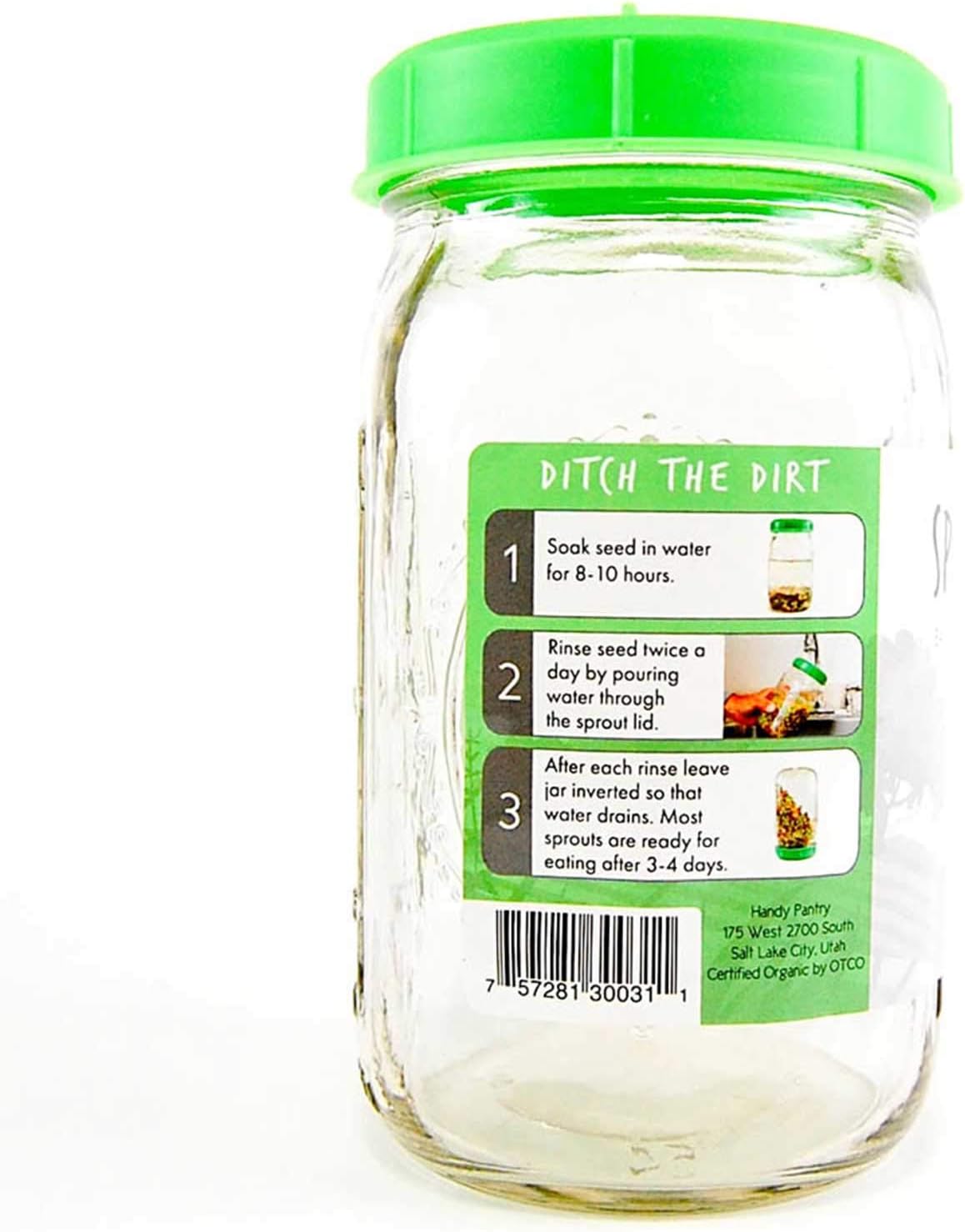 Handy Pantry Sprouting Kit with Sprouting Lid Mason Jar and Organic Protein | Powerhouse Sprouting Seeds - Includes