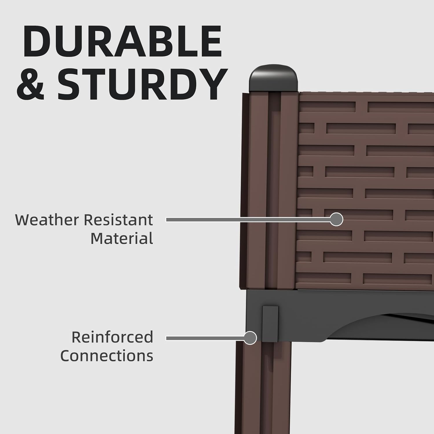 Modular Raised Garden Bed Kit – DIY Stackable Plant Stand with Self-Watering, 47.24"x15.75"x14.17" Brown Plastic