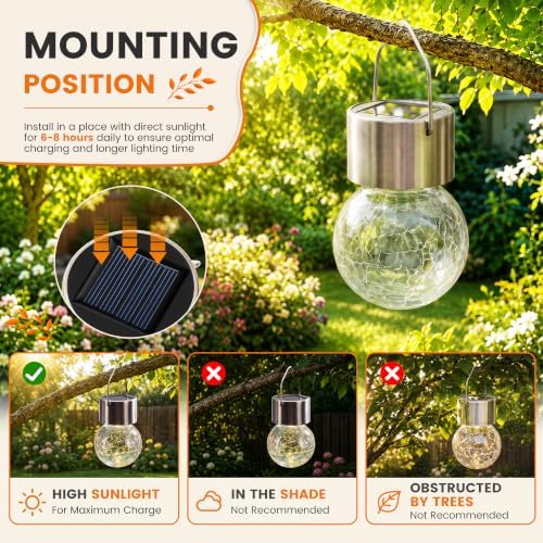 GIGALUMI Solar Lights Outdoor Hanging Lantern Garden Decor for Outside 8 Pc